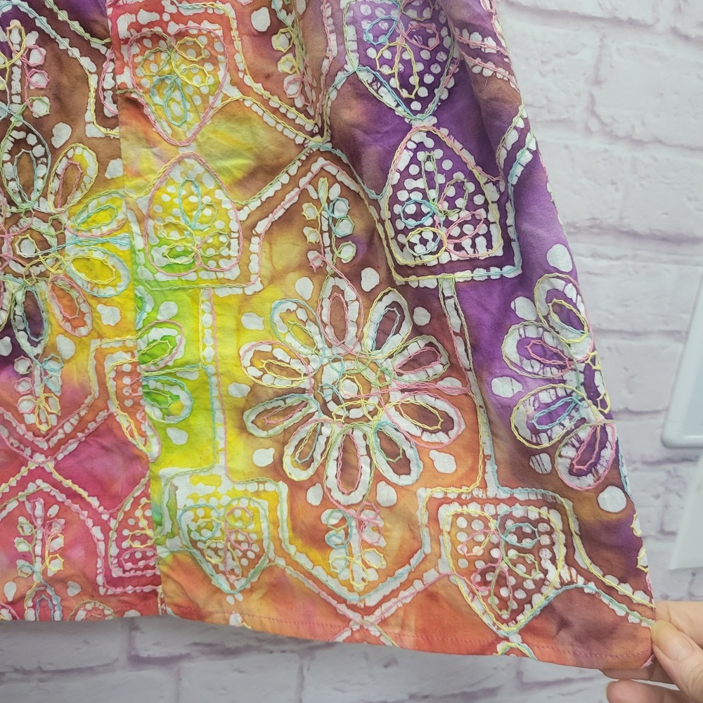 Colorful Batik Kantha Embroidered Mini Size L Boho Hippie Artsy Festival Gorp - Picture 4 of 8